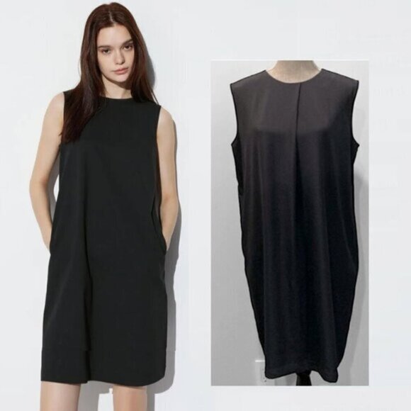 Uniqlo Black sleeveless shift dress size medium - Picture 1 of 15